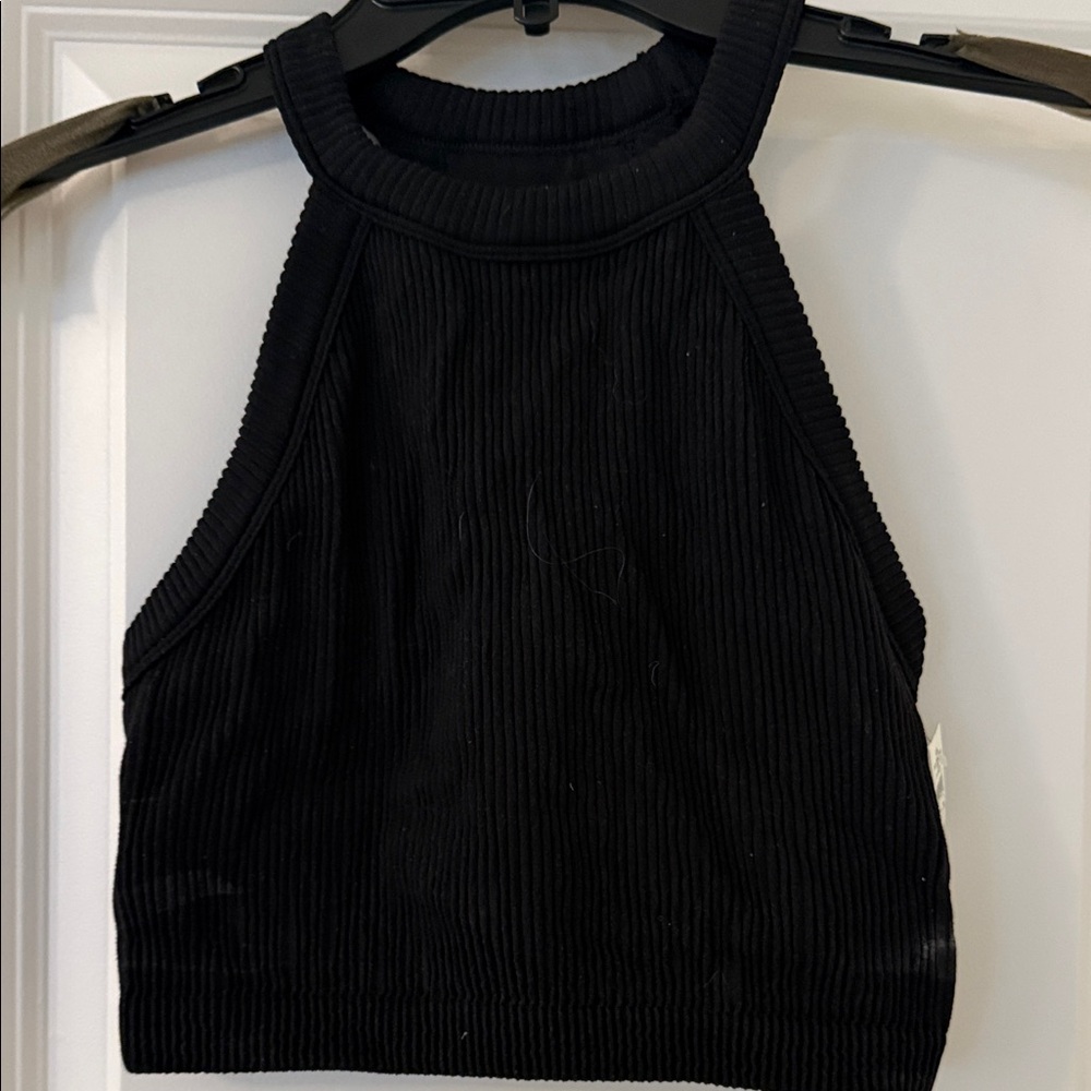 Aerie Black Textured Crop Top